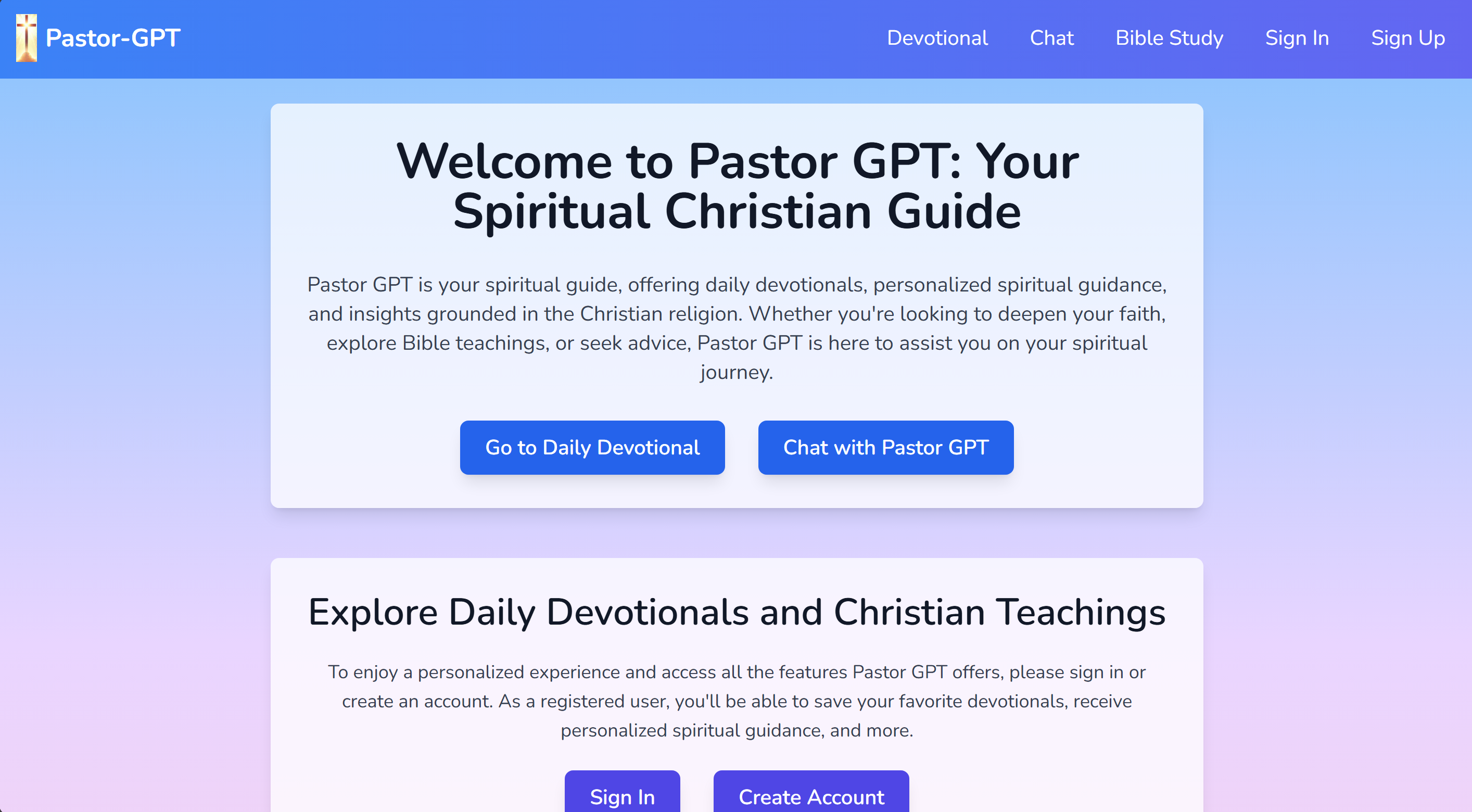 Pastor-GPT Web and Mobile App